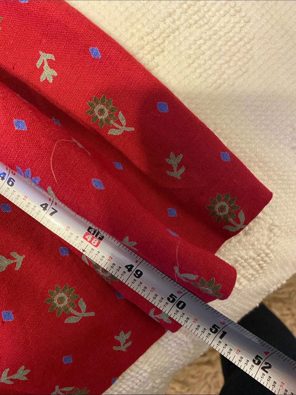 Red Floral Maxi Dirndl Dress with Button Front, traditional German dress - Picture 5 of 11